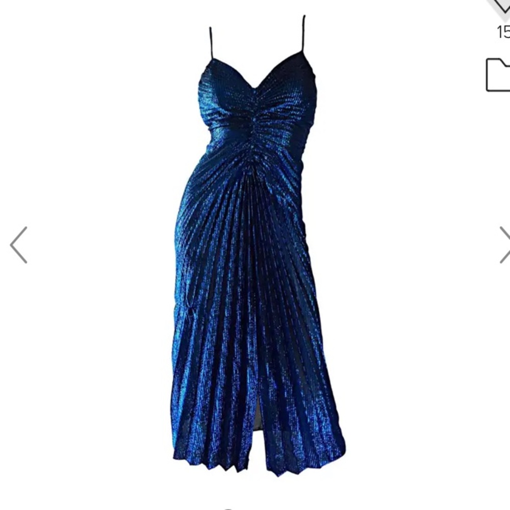 RARE v i n t a g e Lurex Pleated New Leaf by Samir disco Dress Travilla